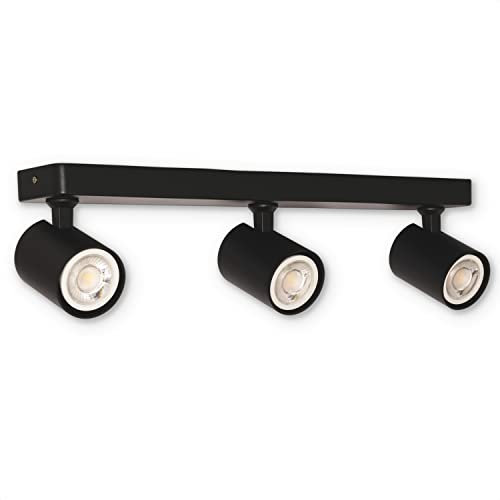 INNOVATE LED Deckenstrahler Schwenkbar | GU10 Spotleuchten & Spotbalken 230V | Deckenlampe LED Deckenleuchte | Deckenspots 3-flammig für Küche, Schlafzimmer | Lampe Schwarz Triple