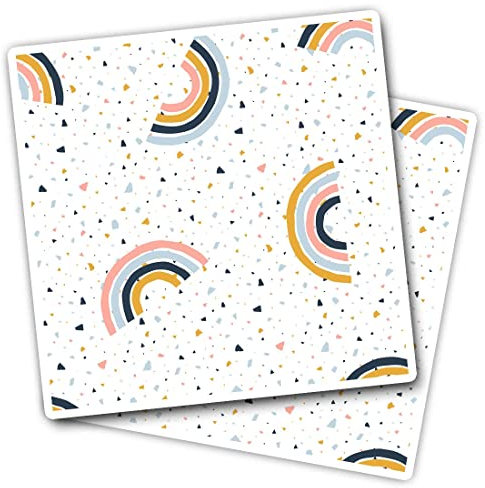 Vinyl Square Stickers (Set of 2) 7.5cm - Geometric Rainbow Pattern for Laptops, Tablets, Luggage, Scrap Booking, Fridges #51006