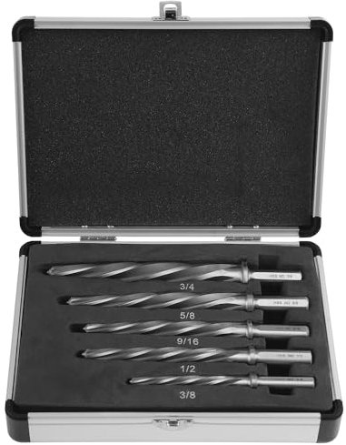 Lichamp 5-Piece M2 HSS Reamer Drill Bit Set, 3/8 1/2 9/16 5/8 3/4