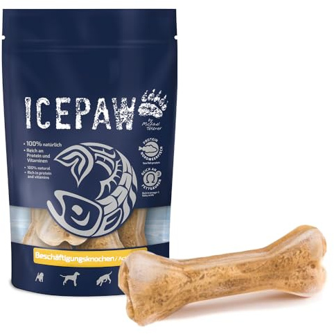 ICEPAW Beschäftigungsknochen I extra Langer Knabberspaß I mit Kamalabaum I Wurmschutz I Zahnpflege