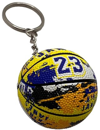 Porte-clés compatible avec NBA 23 Lakers Basket Gadget Accessoires Idée Cadeau Homme Femme Enfant Pendentif Créatif 3D, jaune, Taille Unique