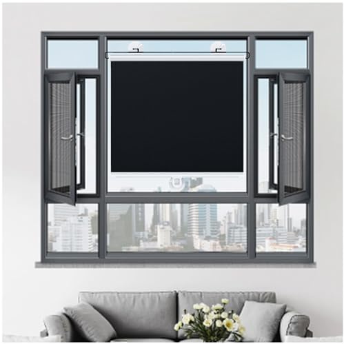 Saugnapf-rollos, 99% Verdunkelungs-rollos, Fenster Rollo Dachfenster, Thermorollos, Fenstervorhänge, Jalousien, Sonnenschutz-rollos Ohne Bohren,Black-68x150cm/27 * 59in