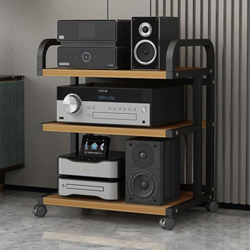 Mueble Equipo HiFi AV Media Stand 3 4 Niveles Blanco, Mueble De Almacenamiento para Tocadiscos De CD Soporte para Consola De Videojuegos Estante para Cine En Casa, Torre De Audio Estéreo Móvil (Color