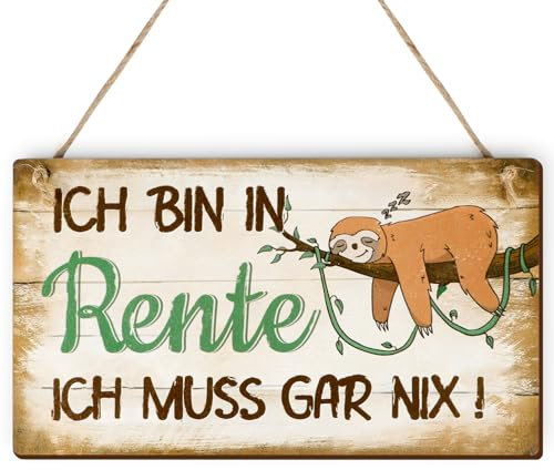 BETESSIN Ruhestand Geschenke für Männer und Frauen - ICH BIN IN RENTE - Holzschild für Wand, Tür und Fenster - Ruhestand Deko und Renteneintritt Geschenkidee für Rentner und Rentnerin