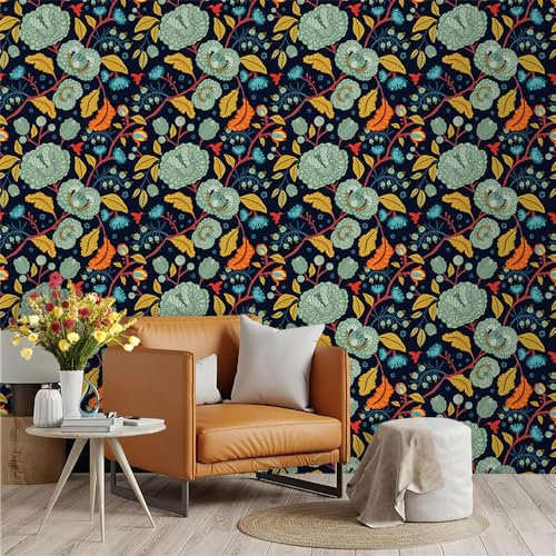 Selbstklebende Tapete Marineblau Gelb Strukturtapete Wandtattoo Schlafzimmer Tapete Selbstklebend Vliestapete Wallpaper for Living Room Tapeten Wandschutzfolie 45x300cm