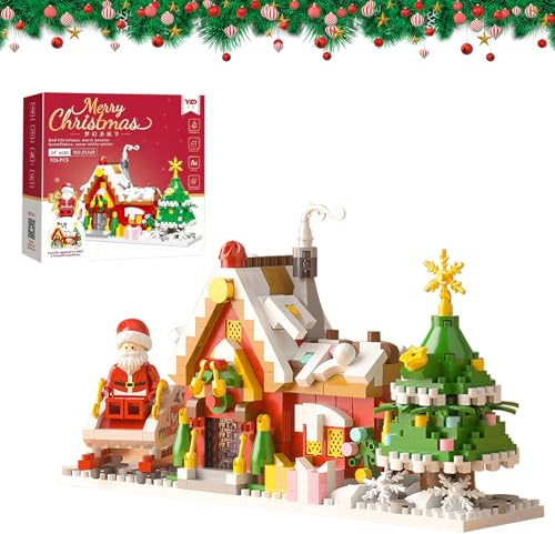 RevpoltIQ Bloques de construcción para casa de Navidad, juego de bloques de construcción de árbol de Navidad, juguete de Papá Noel, juguete de Navidad regalo kit a partir de 14 años niños, adultos,