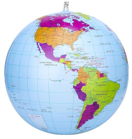 WeddHuis 1 Globo Gonfiabile Globe PVC da Mondo Terra Gonfiabile Globo Pallone da Spiaggia per Giocare in Spiaggia o Insegnare Mappamondo Gonfiabile in Inglese per Regalo Festa del Giorno dei Bambini