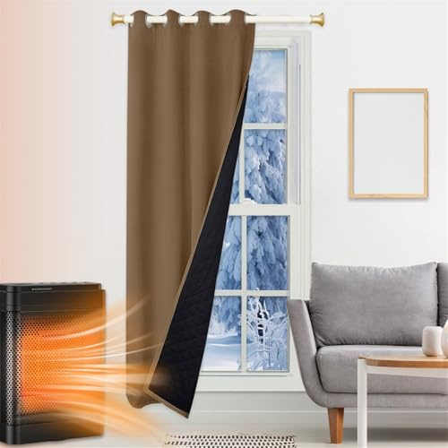 SK Studio Thermo Türvorhang Kälteschutz 110x200cm, Wasserdicht Winter Vorhänge Wärmeisolierend Dicke Gardinen Raumteiler mit Ösen für Türen Schlafzimmer, Braun