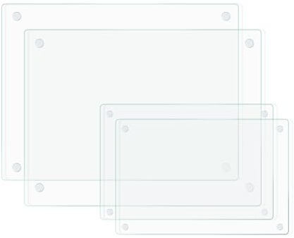 Hifogang Tabla de cortar de vidrio, vidrio templado transparente para cocina, 4 piezas, con patas de goma, antideslizante, duradera, resistente a roturas, apta para lavavajillas, resistente a los