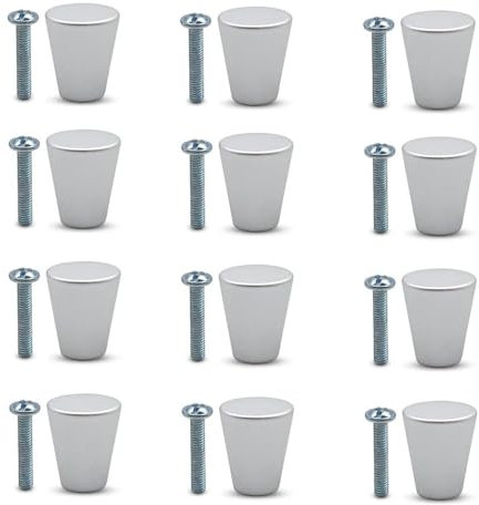 12 Pezzi Pomelli per Cassetti in Metallo, Moderni Pomelli per Mobili in Alluminio Opaco con Viti, Alluminio Opaco per Cassetti e Armadi, Pomolo Per Mobile Rotondo Adatto Per Librerie,Armadi,Cassetti