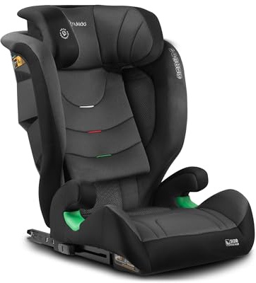 Nukido Kindersitz 15-36 kg Autositz Kinder Kinderautositz i-Size ISOFIX 4 Punkt Sicherheitsgurt 100 Bis 150 cm Einstellung Der Kopfstütze Abnehmbarer Bezug Waschbar 4 Bis 12 Jahre Grau Schwarz
