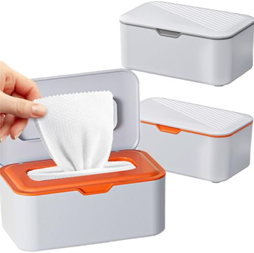Feuchttücher Box,2pcs Feuchtuchspender für Baby,Box für Feuchtes Toilettenpapier,Behälter für Feuchtes Toilettenpapier,Tücherbox Tissue,Aufbewahrungskoffe Serviettenbox Spender