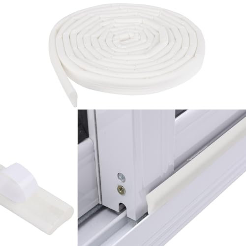 Window Draft Excluder, 118inches/ 3m Wedge Draft Excluder for Doors and Windows, Black Self Adhesive Window Draft Stopper Soundproofing Foam Seal Strip for Windows, Doors (White, 3m)