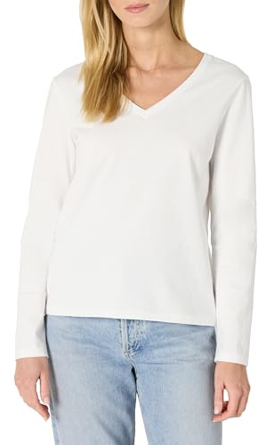 Amazon Essentials Women's 100% Cotton Regular-Fit Long-Sleeve T-Shirt, White, XL