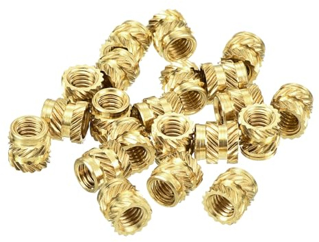 QUARKZMAN 180 Stück Gewindeeinsatz, Gerändelte Einpressmuttern M4 x 6mm L x 6mm OD 3D Druck Messingmuttern Weibliche Gewindeeinsätze Messing Heizeinsatz Einbettungsmutter