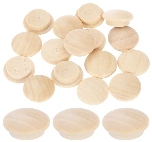sourcing map 16 Stück Holzknopfstopfen, 15 mm, Hartholz, Schraubenlochstopfen Pilz, Holzkappen, Knöpfe, Holzstopfen für Möbel, Holzbearbeitung, Handwerk, Dekoration (20 mm x 15 mm)