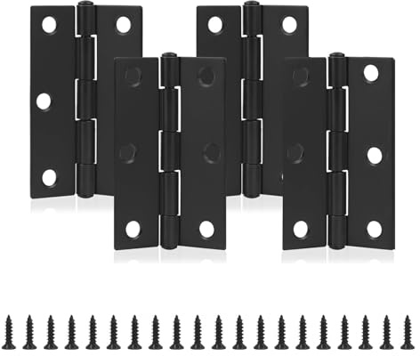 4PCS Door Hinges 3 inch (75mm), Stainless Steel Hinges for Wood & Cupboard | 4Pcs Hinges with 24pcs Screws, Thickened ball bearing design, Internal Door Hinges for Wooden Windows Boxes Furnitures