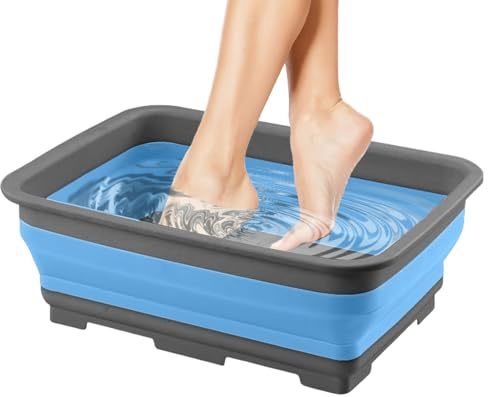 Portable Foot Bath, Folding Pool Foot Tub, Soaking Basin with Handles Dry Skin Relief, Pedicure Soak Hot Water Use, Outdoor Travel Camping Beach Salon for Kids Adults