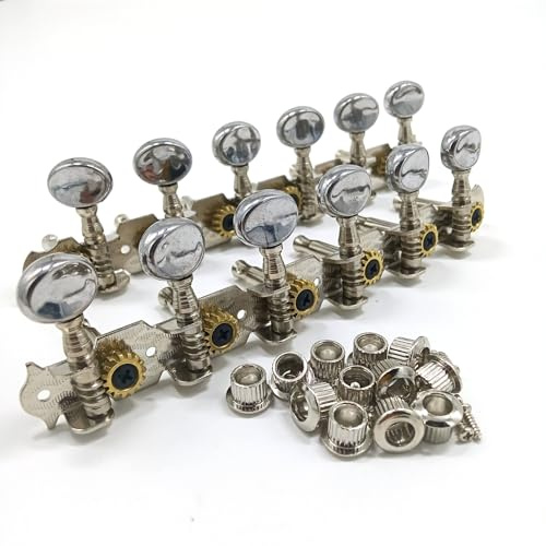 Professionelle Stimmwirbel für 12-saitige Gitarren, verchromt, 15,2 cm, 2 Reihen, mit Unterlegscheiben und Schrauben (205 g)