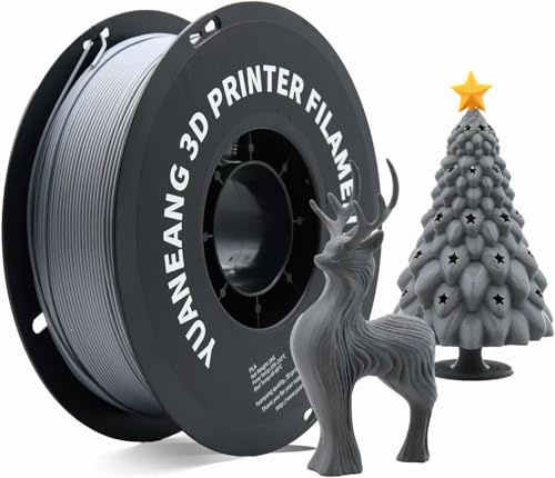 YUANEANG PLA 3D-Druckerfilament, Maßgenauigkeit +/- 0,02 mm, 1-kg-Spule (2,2 lbs), 1,75 mm PLA-Filament, Grau