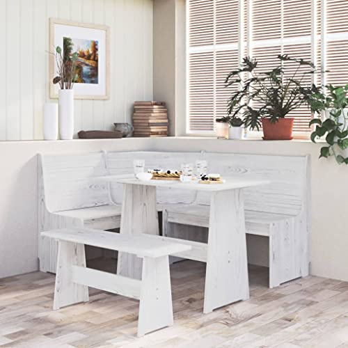 BOWEKAM Möbel, Bänke, Küchen- und Essbänke, Eckbank, REINE 151 cm, Weiß, Massivholz Kiefer