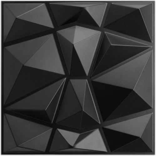 AMIGO 20 Stück 3D-Wandpaneele Raute 30x30 cm, Schwarz, wasserfest | 20-teiliges PVC-Paneel-Set, verformungsfest, geruchsfrei, mattweiß, einfach montierbar, wasser- & hitzefest, für alle Räume.