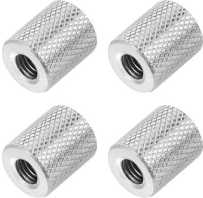 PATIKIL M8 Round Connector Nuts, 4 Pcs 0.63OD x 0.79H 304 Stainless Steel Round Knurled Thumb Coupling Nut Sleeve Threaded Rod Bar Stud Tube Hardware Fastener for Camera Lamp Bracket