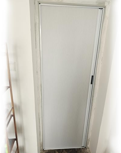 RENLXFI Falttür Falttüren 60 65 70 75 80 85 90 cm Breite Badezimmer-Falttür, Anpassbare Größe, Innenfalttüren Mit Schloss, Raumteiler-Schiebetür Ohne Bohren(60x195cm/23.6x76.8in)
