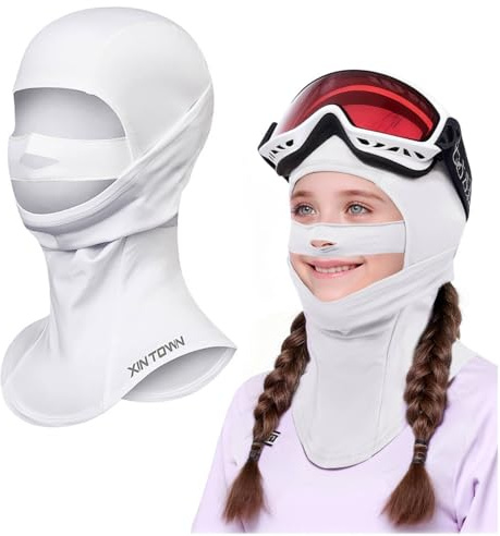 AYPOW Passamontagna Balaclava Invernale Traspirante in Pile Termico, Multifunzione Antivento Caldo Maschera da Sci Ciclismo Cappello Cappuccio con Scaldacollo Berretti per 6-12 Anni Ragazzi Ragazze