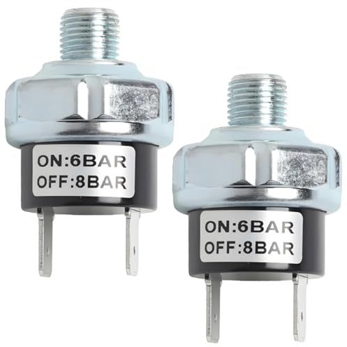 LKRXW 2 Pezzi Interruttore di Controllo Pressione per Pompa Aria 6-8 Bar | Pressostato Valvola di Controllo Compressore d'aria 1/8-28 BSPT Pressostati Compressori Dell'interruttore Automatico