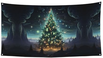 WBQLSL Fantasy Weihnachtsbaum Gedruckt Geburtstag Party Banner Dekoration - Geeignet für Feiertagsfeier Hintergrund Wanddekoration