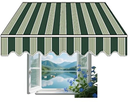 Parasol retráctil para exteriores, toldo de lona de poliéster impermeable para patio, tienda y restaurante, a rayas A, 2,5 x 1,5 m, repuesto de tela