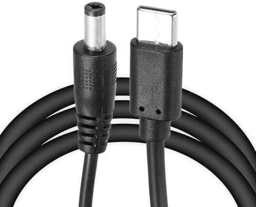 sourcing map 2 Pcs 6.6Ft USB C to DC PD Power Fast Charging Cable, 5.5mm x 2.1mm 45W/15V DC Power Cable, Type C Input 3A Adapter Jack Converter for Router, Camera, TV Box, Desk Lamp(Black)