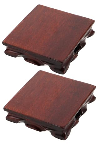 BESPORTBLE 2pcs Wooden Display Stand for Oriental Vase and Fishbowl with Stable Support and Sophisticated Aesthetic Square Wood Base for Living Rooms Indoor Decoration