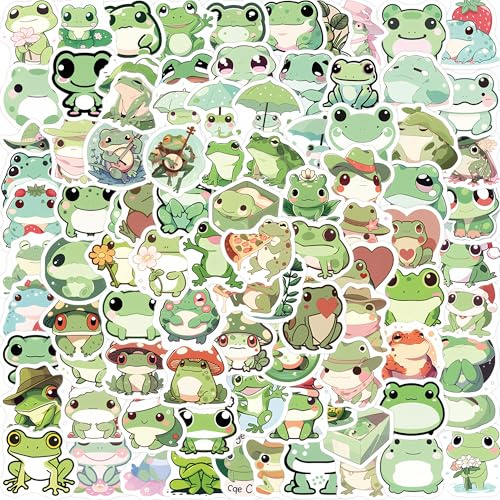 100PCS Cute Frog Stickers– Durable Waterproof Vinyl Decals for Teens & Adults, Perfect for Laptops, Water Bottles, Journals, Vision Boards, Scrapbooks, Gift for Kids Teens Birthday Party Decor