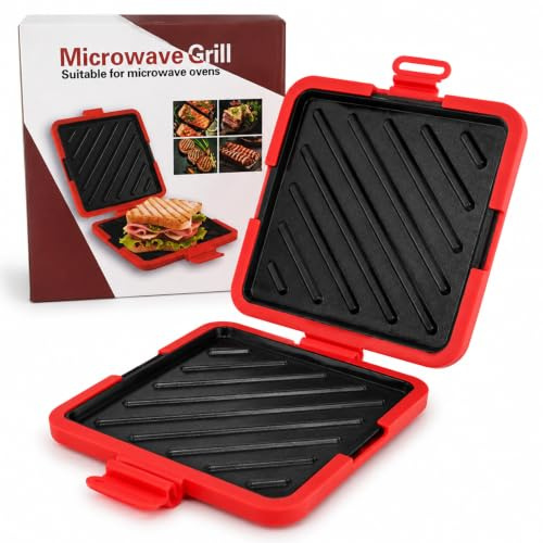 YANJINGSHE Microwave Toastie Maker, Non-Stick Silicone, Red | Microwave toastie maker with non-stick silicone for crispy sandwiches & waffles. Ideal for busy mornings. Red.