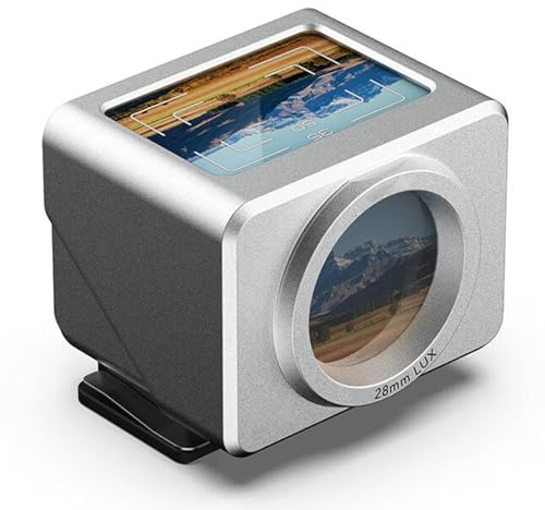 Optical Waist Level Viewfinder, Camera External Optical Viewfinder with Detachable Anti-glare Hood, Adjustable Hot/Cold Shoe Interface for Precise Framing and Improved Shooting Experi silver 28/35/50