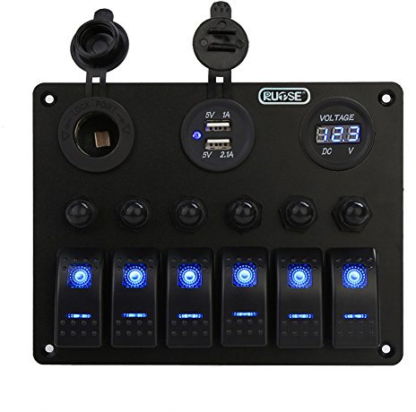 Rupse 6 Gang Panneau de Interrupteur à Bascule 12V/24V Étanche IP65 Panneau de Commutateur pour Bateau Camion Voiture RV Marine Camping-car