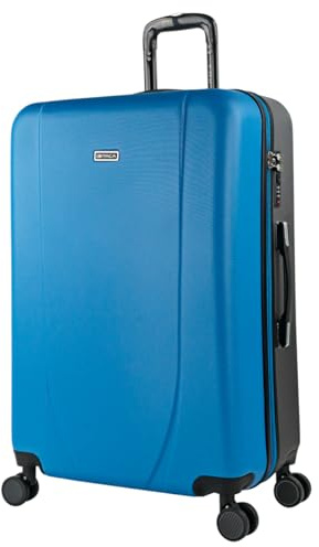 ITACA - Koffer Groß 4 Räder Großer Leichte - Reisekoffer mit Rollen Groß. Hartschale mit Geprüftem Schloss – Trolley - Trolley, Blau-Anthrazit