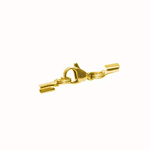 AURORIS - Karabiner-Klemmverschluss aus Edelstahl für ca. 1 bis 1,5 mm Bänder - Stückzahl/Farbe wählbar - Variante: 5 Stück/gold
