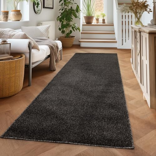 Carpettex Teppich Wohnzimmerteppich, kurz, modern, Farbe und Größe wählbar, anthrazit, 80x150 cm