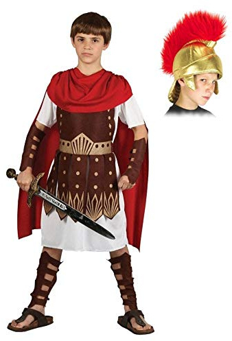 A2ZFD Boys Roman Centurion Gladiator Sparticus Fancy Dress COSTUME + ROMAN HELMET (SOFT FABRIC): Size: 8 - 10 years