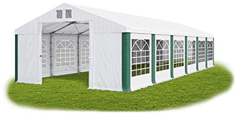 Das Company Tenda per Feste bianco-verde 6x12m Impermeabile 580 g/m2 PVC tetto modulare Costruzione Winter Plus sul Fondo e Rinforzi Tetto e dell'Ingresso tutto l'anno con cavi d'acciaio