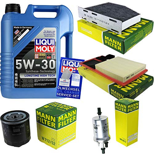 Filter Set Inspektionspaket 5 Liter Motoröl Longtime High Tech 5W-30 MANN-FILTER Innenraumfilter Kraftstofffilter Luftfilter Ölfilter