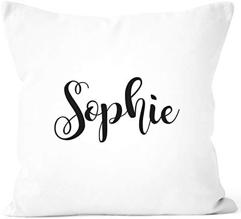SpecialMe® Kissen-Bezug mit Namen Kissen-Hülle Namenskissen Baumwolle personalisierte Geschenke Dekokissen weiß Unisize