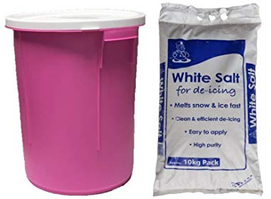KetoPlastics 25L Pink GRIT BIN with 10KG White Rock GRIT Salt ICE Snow