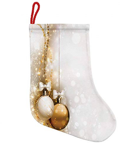 ABAKUHAUS Weihnachten Hängende Nikolausstiefel Weihnachtssocken, New Years Band, Weihnachtsstrumpf zum Aufhängen, 35x50cm, Weiß und Beige