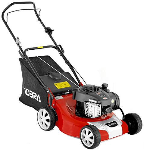 COBRA M46B 46cm (18in) Petrol Lawnmower powered by B&S 450E OHV engine. Strong durable steel deck.