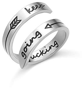 HMOOY Inspirational Motivational Edelstahl Personalisierte Gravierte Stapelring Verstellbarer Spiralwickel Twist Ring Zubehör Schmuck für Frauen Männlich