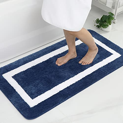 Homaxy Mikrofaser Badezimmerteppich Badematte – 60x120 cm, Marine Blau | modernes design, weich & flauschig, wasserabsorbierende, rutschfeste rückseite, maschinenwaschbar, weit verbreitet, langlebig